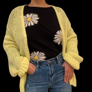 Dollskill neon yellow knit cardigan sweater